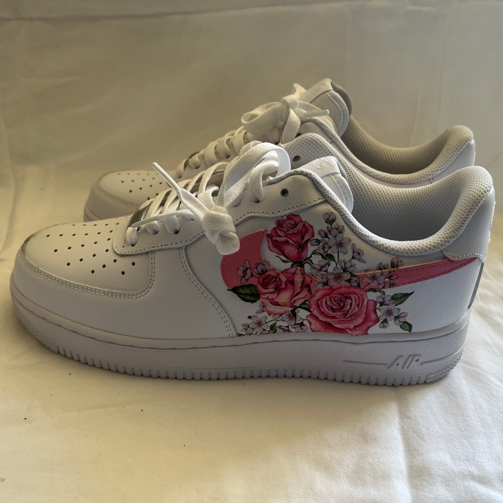 Nike Air Force 1 Low White pink rose bloom. NWT. Drip Creations. Men size 7.5